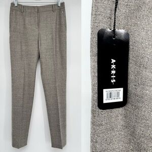 NWT AKRIS Melvin Slim Leg Wool Pant Tan Size 4